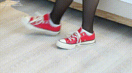 【袜啵啵】NO.208 小沫-红色匡威板鞋、短筒白棉袜、黑丝