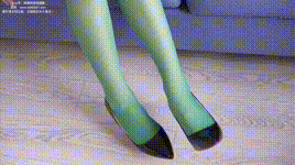 【袜啵啵】NO.246 小沫-高跟鞋、绿色丝袜、短肉丝、短黑丝、裸足、ol制服