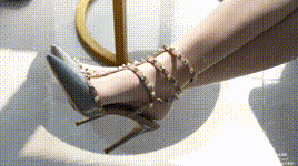 【袜啵啵】NO.543 小甜豆 高跟鞋、油亮淡蓝丝（脚尖透明款）、腰丝（花絮版）