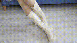 【袜啵啵】NO.601 奶油 长靴、厚肉丝 花絮版