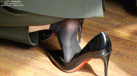 【袜啵啵】NO.529 甜甜圈-高跟鞋、短黑丝（脚尖加固款）、裸足、半蹲半脱袜子剧情（花絮版）